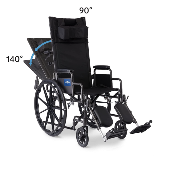 Medline Reclining Wheelchair, Desk-Length Arms and Elevating Leg Rests