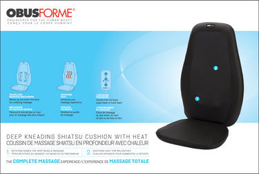 obusforme Deep Kneading Shiatsu Massage Cushion with Heat