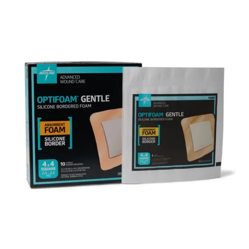 Optifoam Gentle Foam with Silicone Adhesive Border 4" x 4" - MSC2044EP