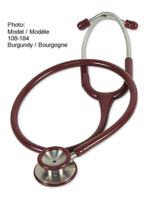 Adult Dual Head Stainless Steel Stethoscope burgundy tubing