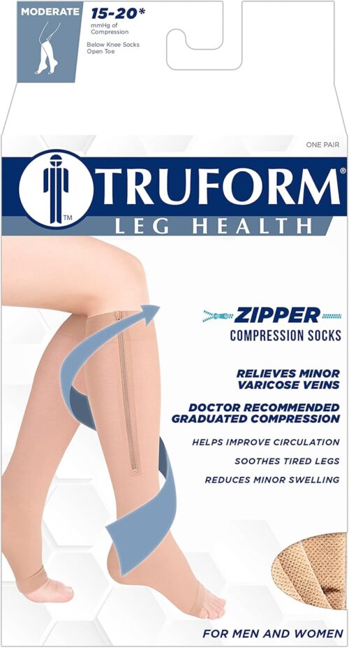 Truform Zipper Compression Socks (0675BG-M)